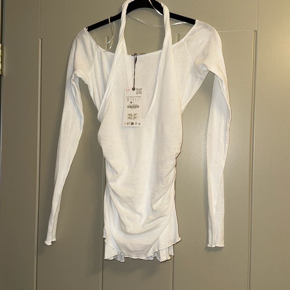 NWT Zara Delicate Semi-Sheer Layered Halter Neck Top